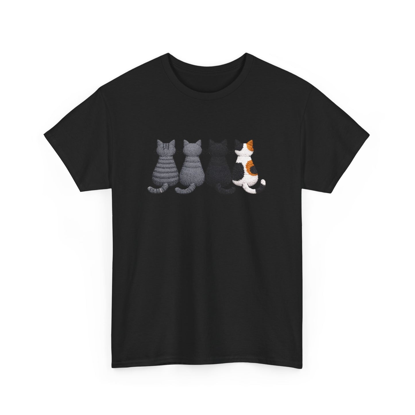 T-Shirt Chats Assis de Dos Minimaliste Amoureux des Chats Cadeau Femme