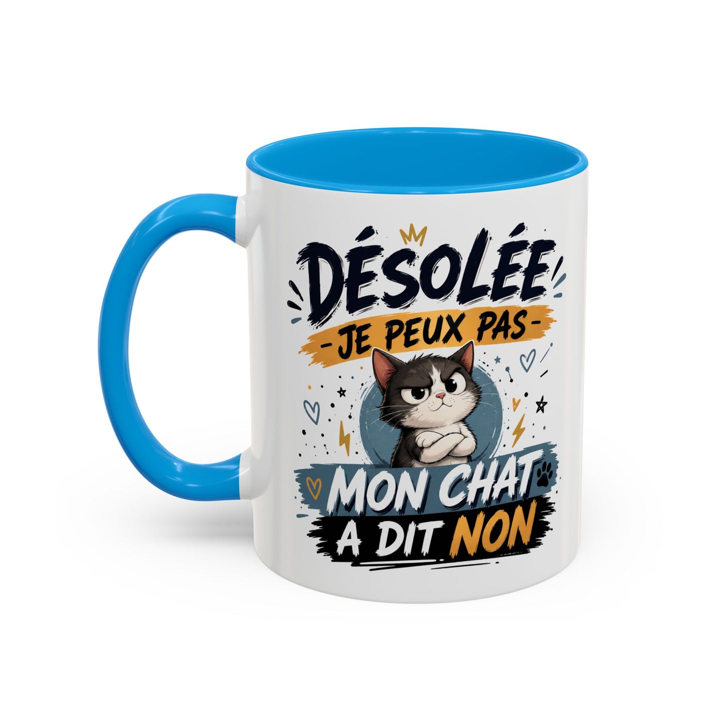 Tasse Désolée Je Peux Pas Mon Chat A Dit Non – Mug Humour Chat Mignon – Cadeau Amoureux des Chats 325ml
