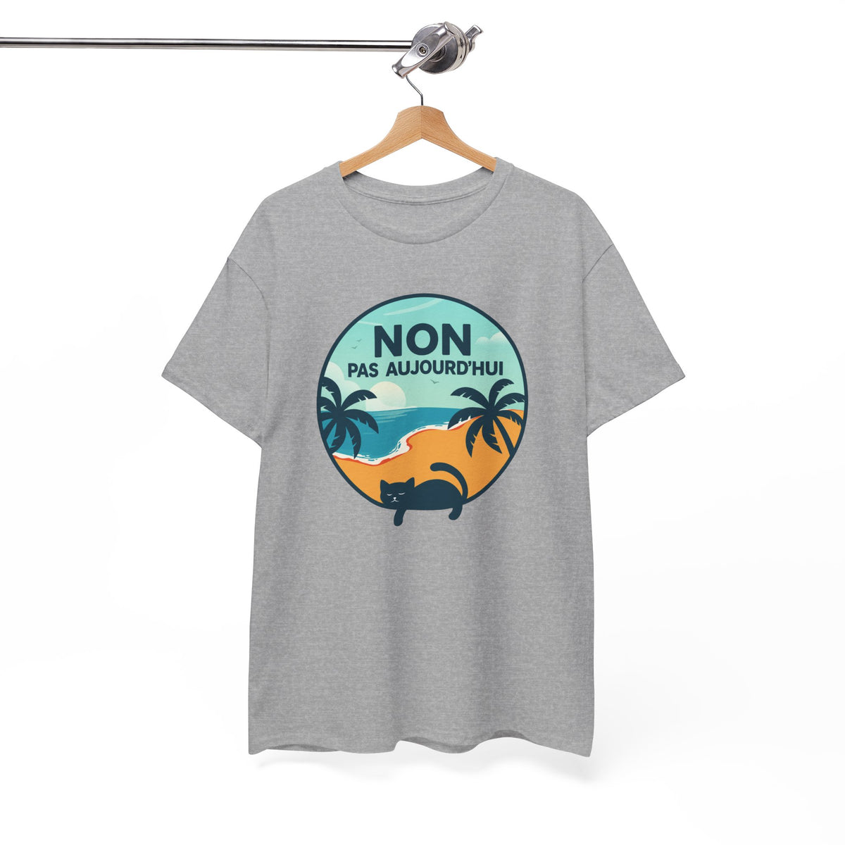 Tee Shirt Chat Homme Femme – Humour Vacances Plage et Farniente – Idée Cadeau Amoureux des Chats Passion Félin