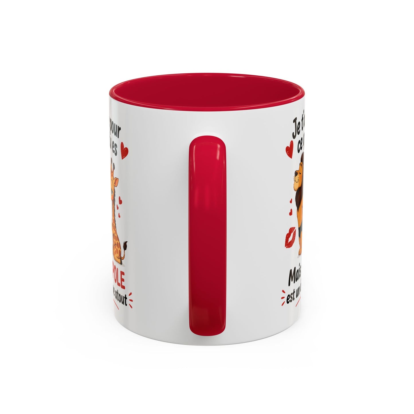 Tasse Lion Girafe Couple Humour – Mug Animaux Amoureux Drôle – Cadeau Couple Original 325ml