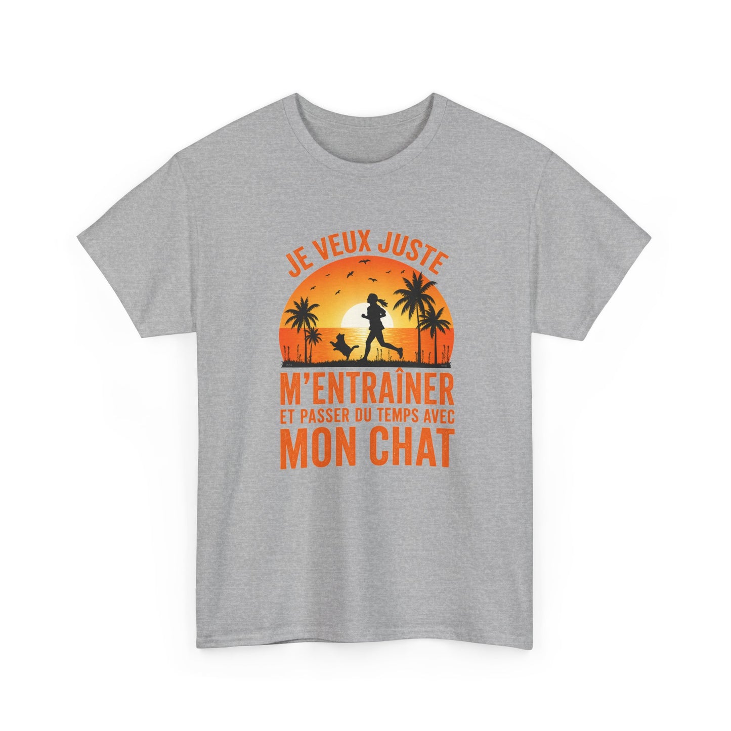 T-Shirt Femme Running avec Chat – Course à Pied Jogging Sport – Cadeau Coureuse Amoureuse des Chats