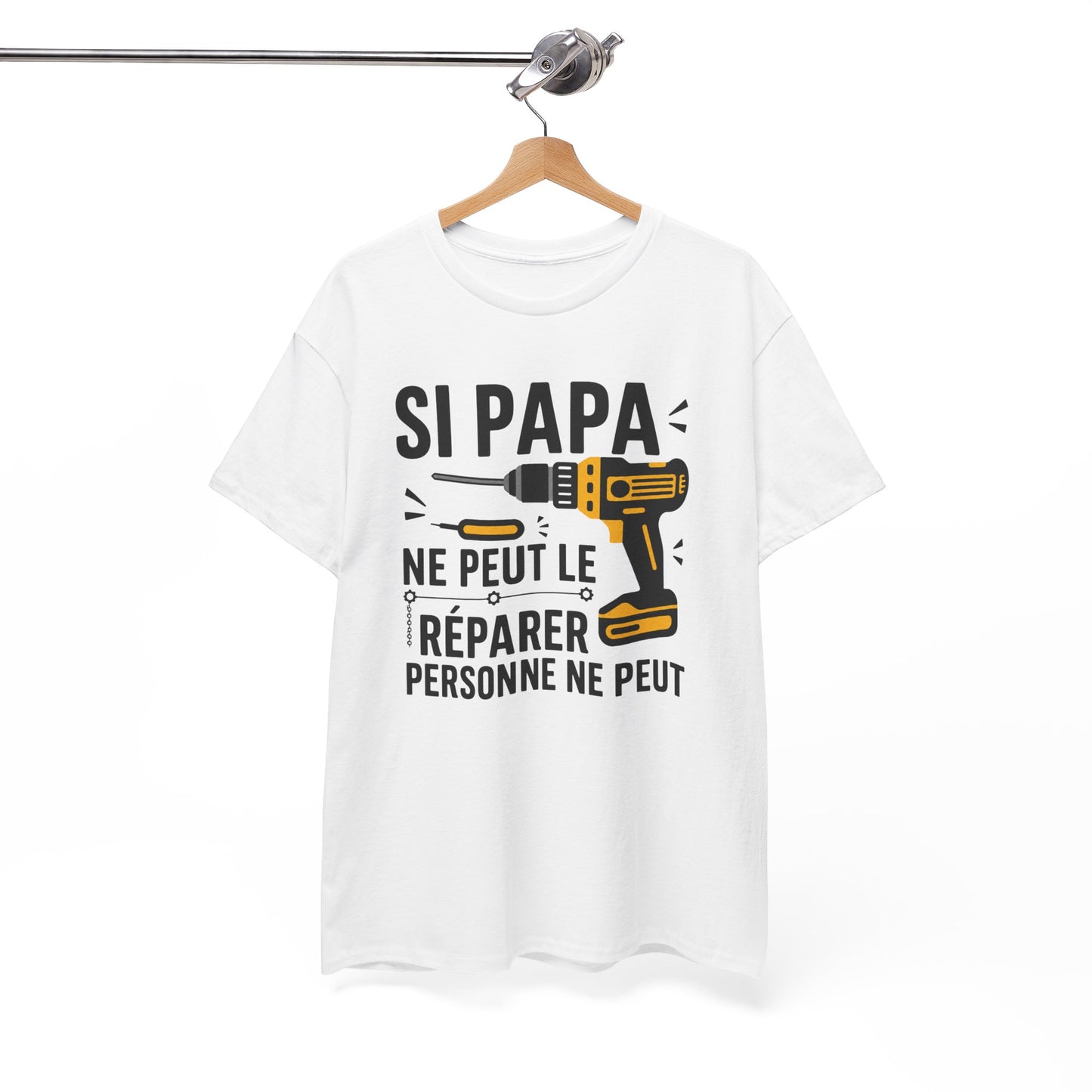 Tee-Shirt Papa Bricoleur Humour – Cadeau Père Bricolage Atelier Outils Perceuse Homme
