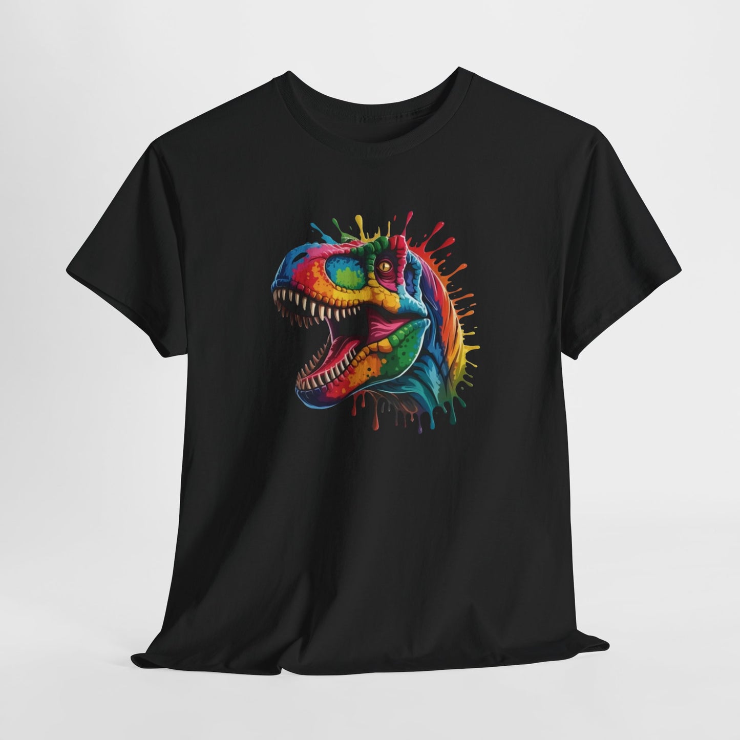 T-Shirt Dinosaure T-Rex Coloré Adulte – Tee Shirt Dinosaur Splash Art – Cadeau Original Street Art Noir Blanc Gris