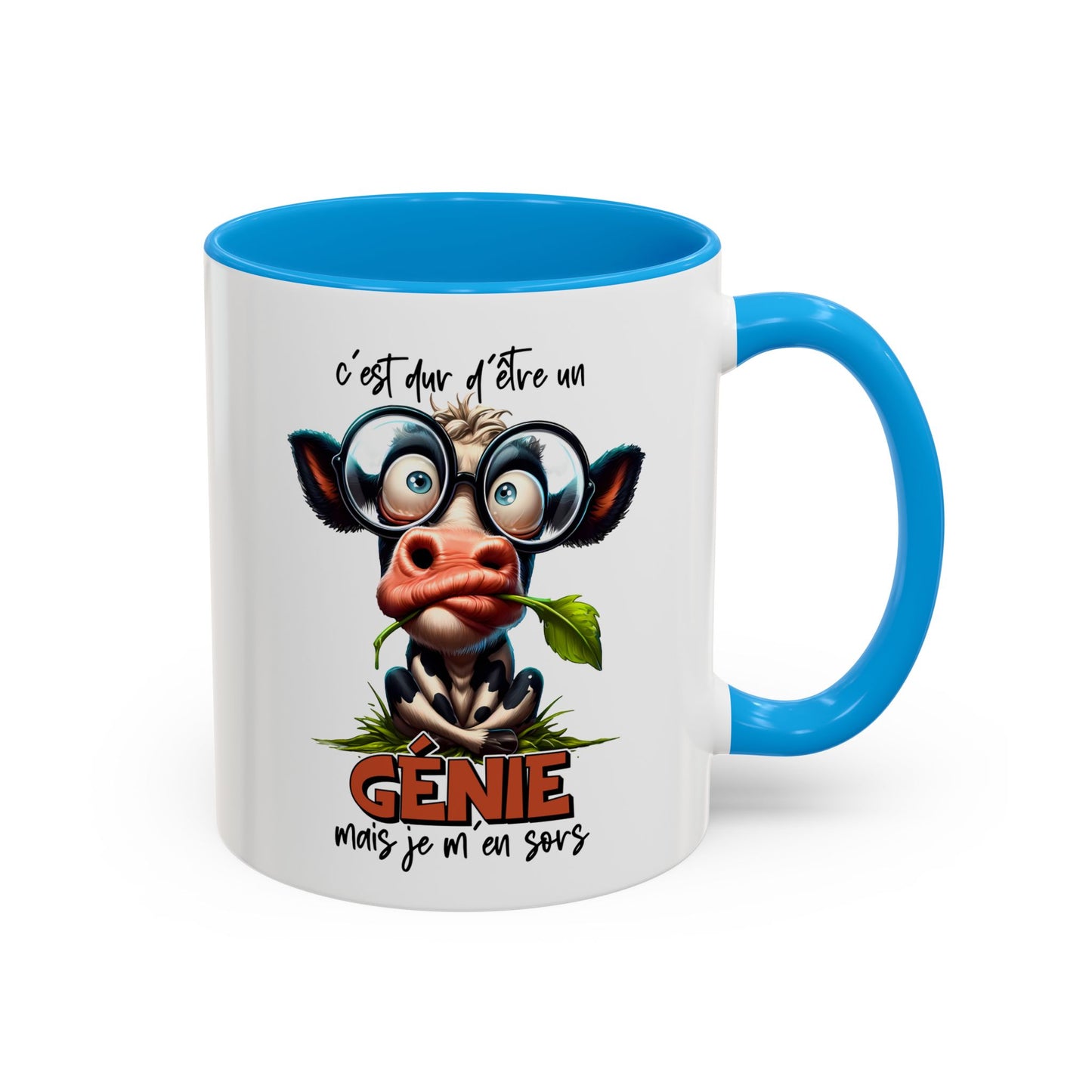 Tasse C’est Dur D’Être Un Génie Mais Je M’En Sors – Mug Humour Vache Drôle 325ml