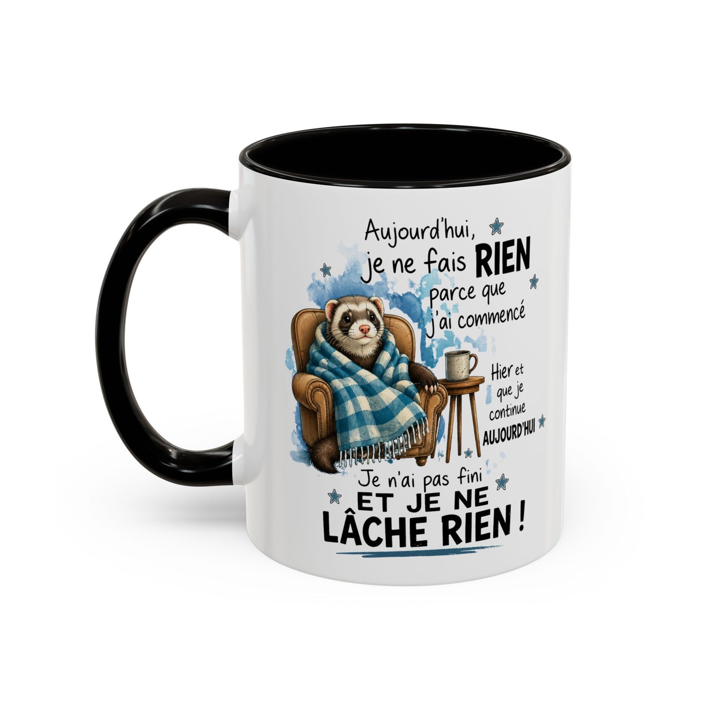 Tasse Furet Homme et Femme – Mug Humour Fatigue Paresse Repos – Cadeau Original Amusant pour Collègue Ami 325 ml