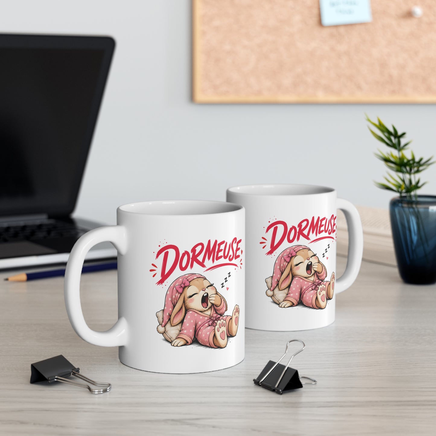 Tasse Dormeuse – Mug Femme Lapin Endormi Kawaii – Cadeau Humour Femme 325ml