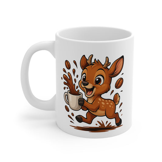 Mug Biche Mignonne – Tasse Cerf Cartoon en Céramique 325ml – Animal de la Forêt et Café