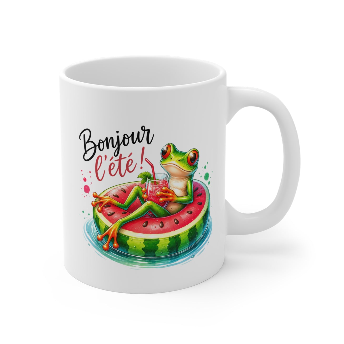Tasse Grenouille Été – Mug Humour Vacances Piscine Cocktail – Cadeau Amoureux de l'Été 325 ml