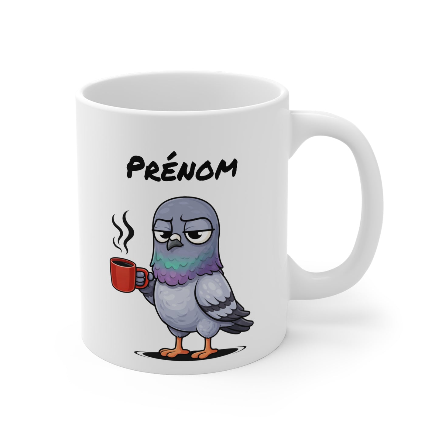 Mug Pigeon Fatigué Personnalisable 325ml – Tasse Café Humour Animal Urbain Drôle Réveil Difficile Bureau Cadeau