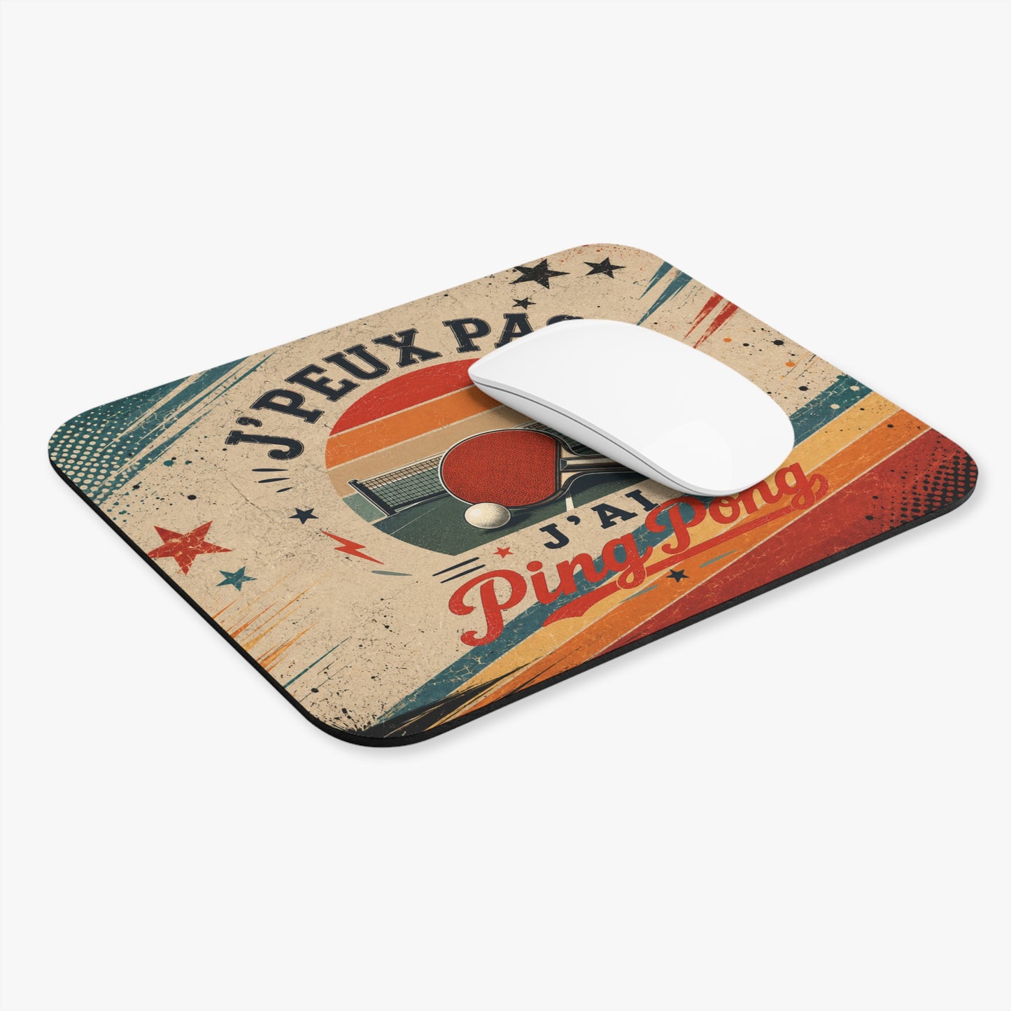 Tapis de Souris J'Peux Pas J'ai Ping Pong Vintage – Cadeau Tennis de Table Homme et Femme – Accessoire Bureau Gamer Sport Original