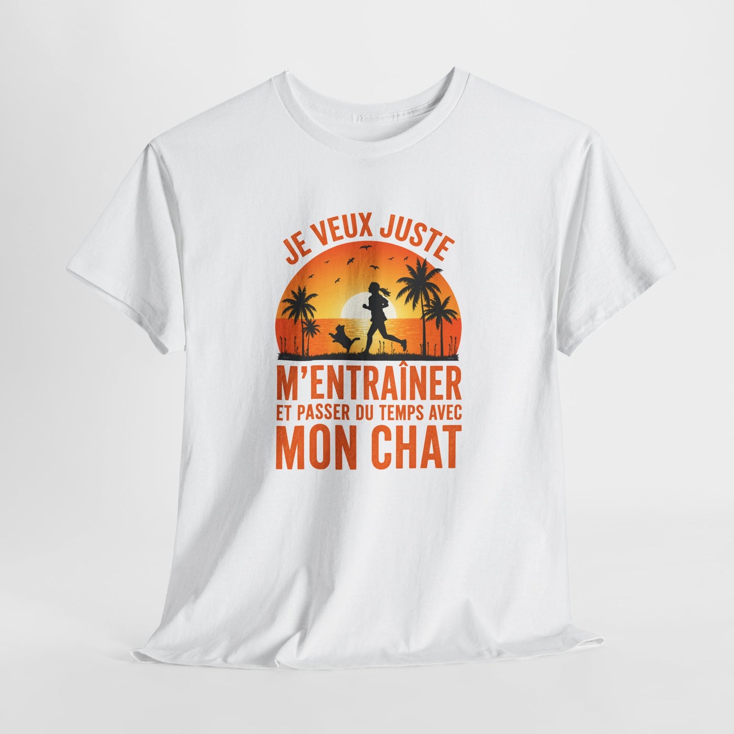 T-Shirt Femme Running avec Chat – Course à Pied Jogging Sport – Cadeau Coureuse Amoureuse des Chats
