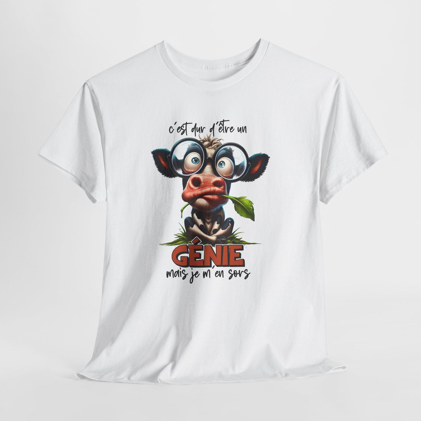 Tee Shirt C’est Dur d’Être un Génie Mais Je M’en Sors – T-Shirt Humour Vache Rigolote – Cadeau Homme Femme
