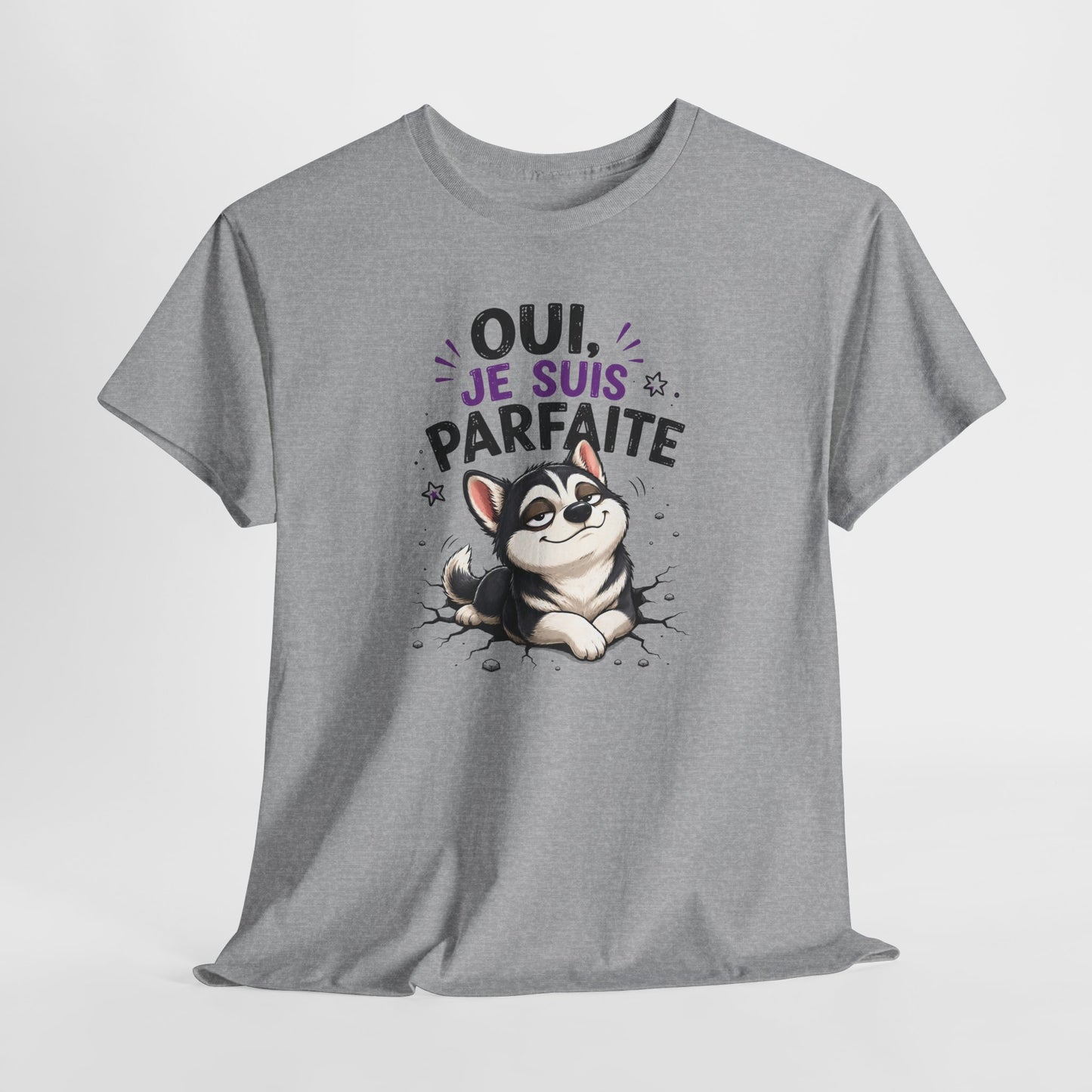 Tee-Shirt Femme Humour Chien Husky – Idée Cadeau Drôle Original Femme – Vêtement Humoristique Amoureuse des Chiens Anniversaire