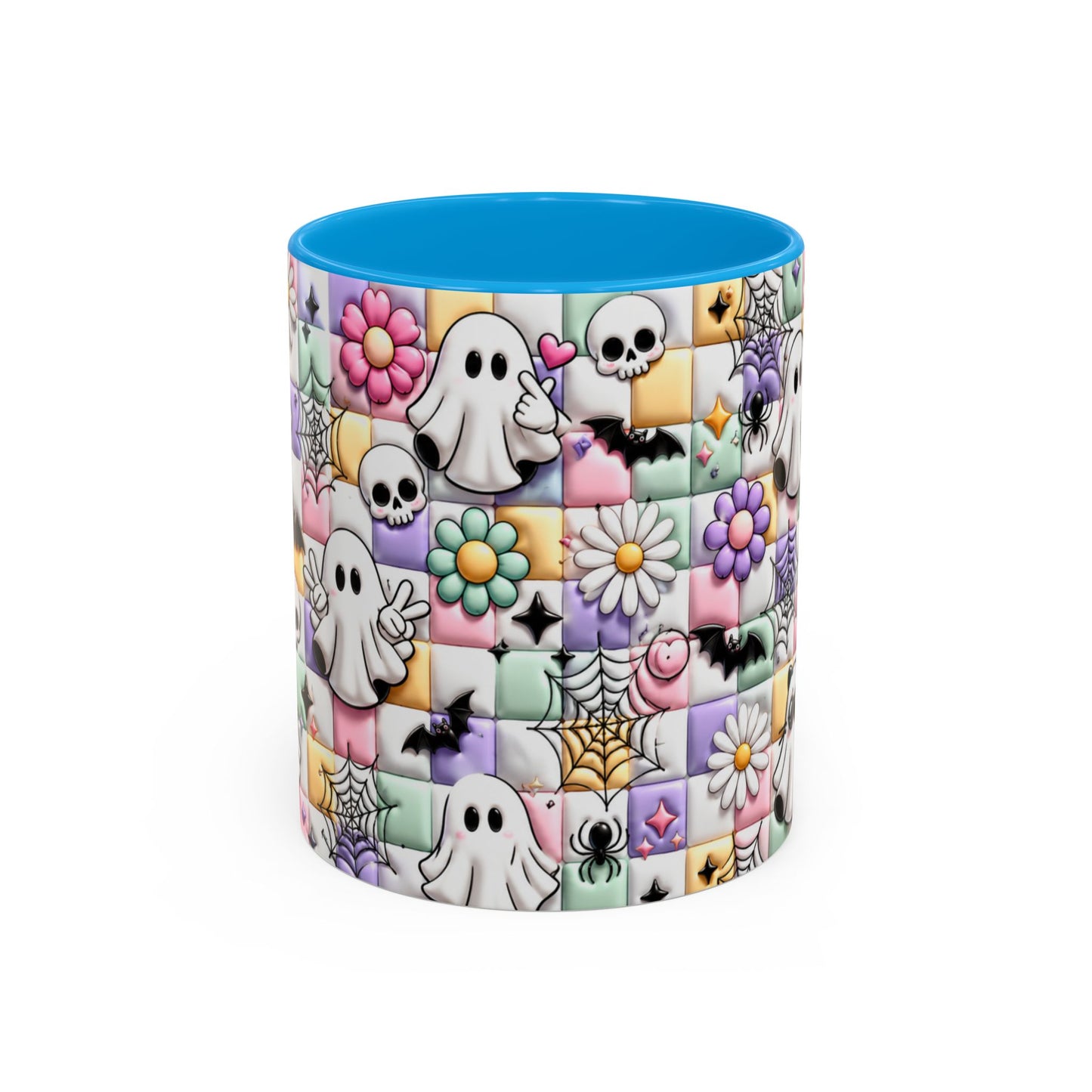 Tasse Fantômes Kawaii Halloween – Mug Cute Goth Pastel avec Chauves-Souris et Toiles – Cadeau Femme Fille 325ml
