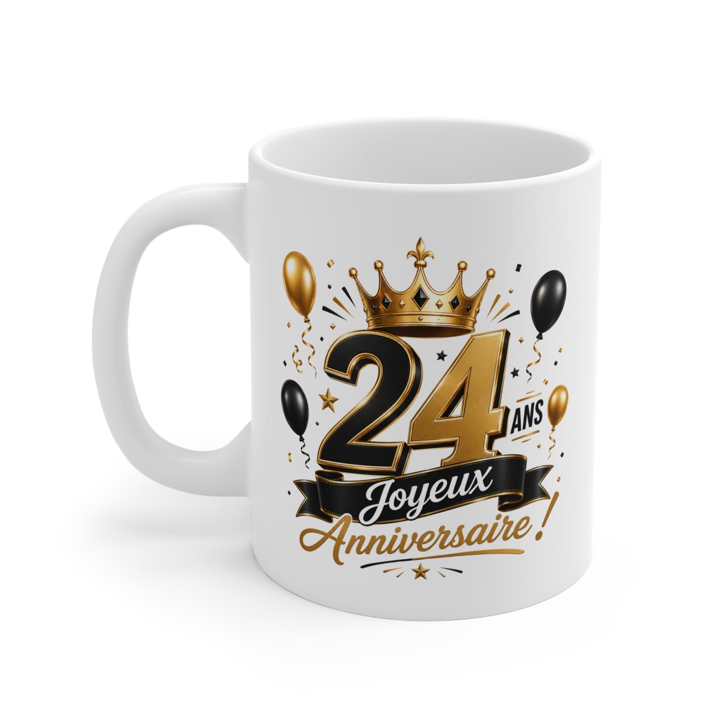Mug Joyeux 24 Ans – Tasse Anniversaire 24 Ans – Cadeau Original pour Femme Homme – Idée Cadeau 24e Anniversaire