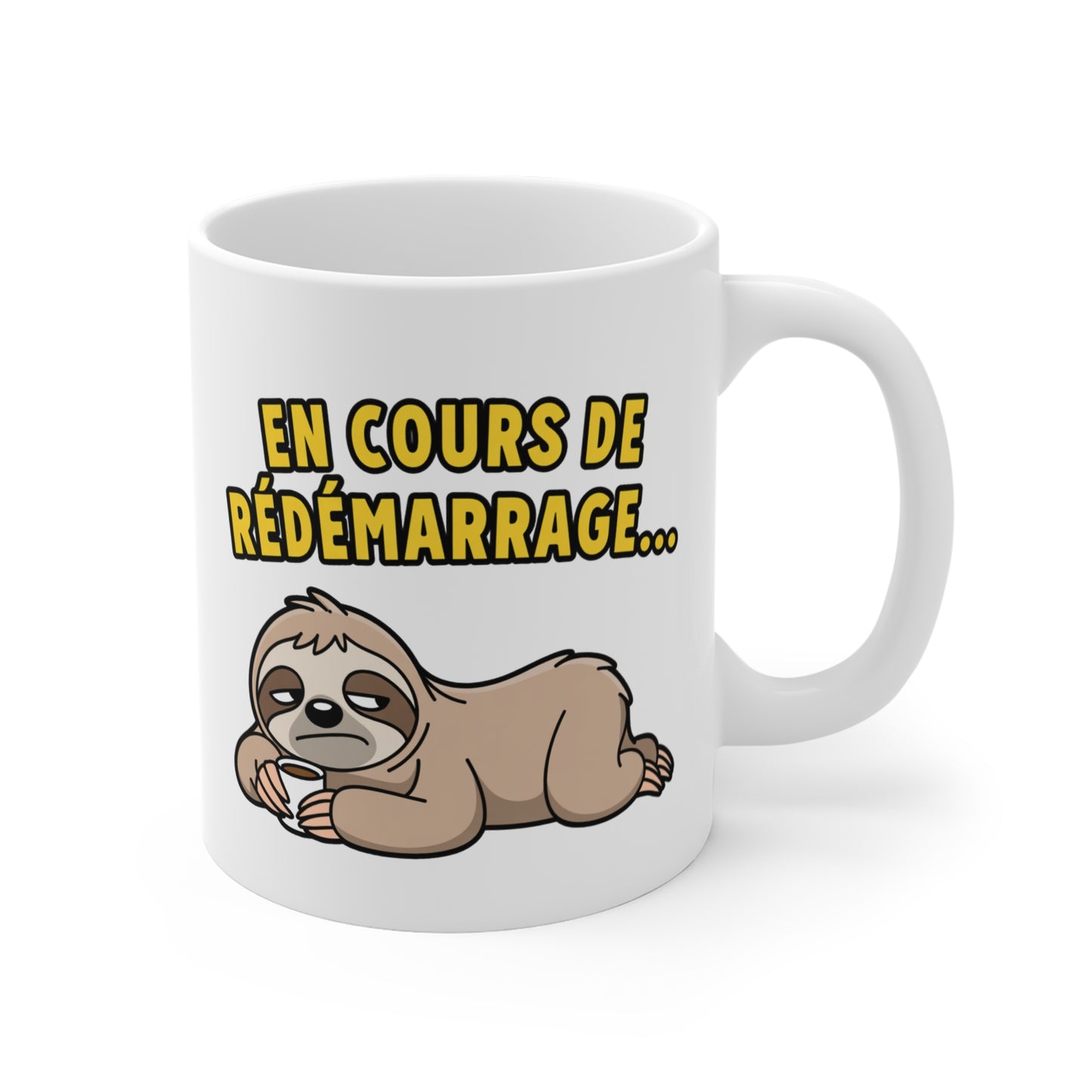 Tasse En Cours de Redémarrage – Mug Paresseux Humour Fatigue – Cadeau Drôle Homme Femme 325ml