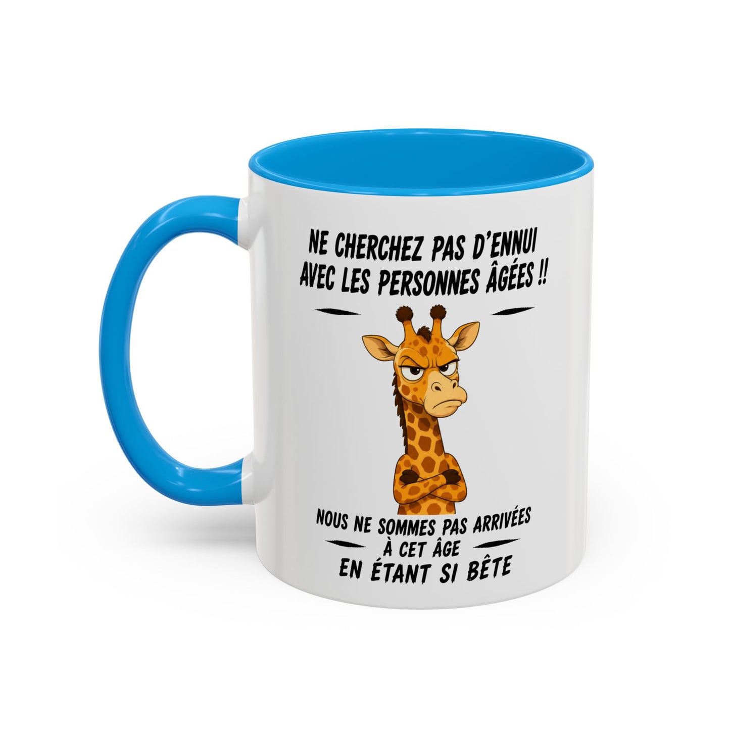 Tasse Humour Girafe Drôle Senior Retraité – Mug Animal Grincheux Vintage – Cadeau Homme Femme 325ml