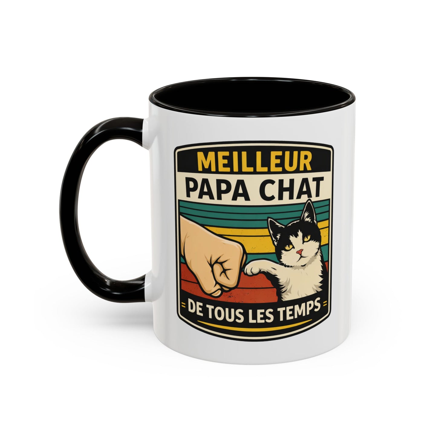 Tasse Meilleur Papa Chat de Tous les Temps – Mug Chat Noir et Blanc – Cadeau Papa Original – Céramique 325ml