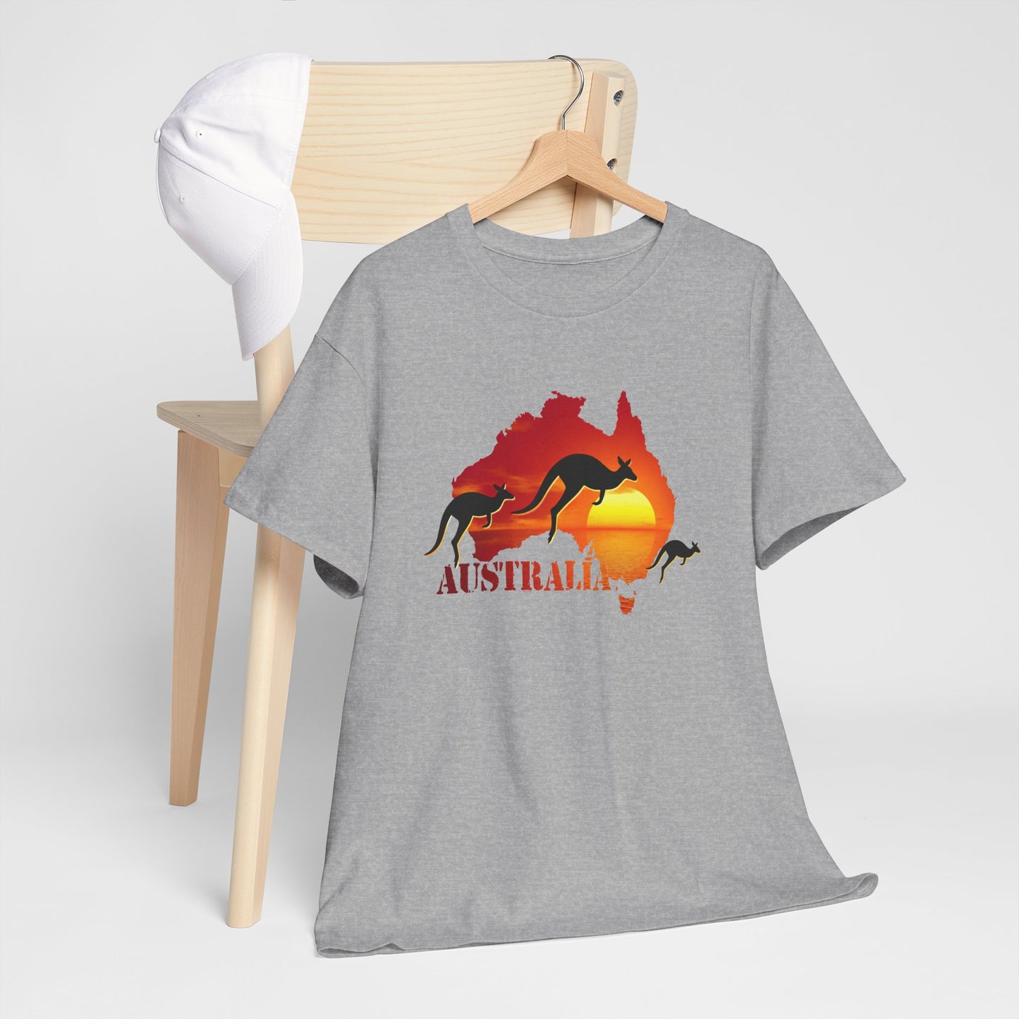 Tee Shirt Homme et Femme Australie Kangourou Coucher de Soleil Voyage Nature Paysage Australien Animal Sauvage Cadeau
