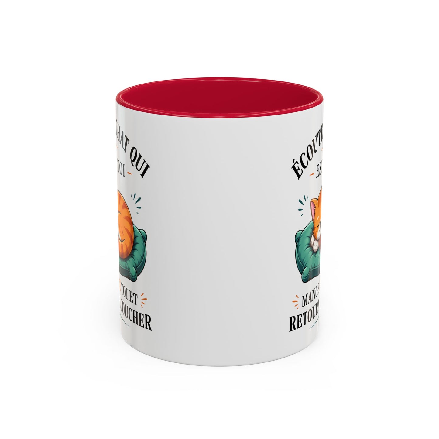 Tasse Écoute Le Chat Qui Est En Toi – Mug Chat Humoristique et Relax – Cadeau Femme Homme Amoureux des Chats 325ml