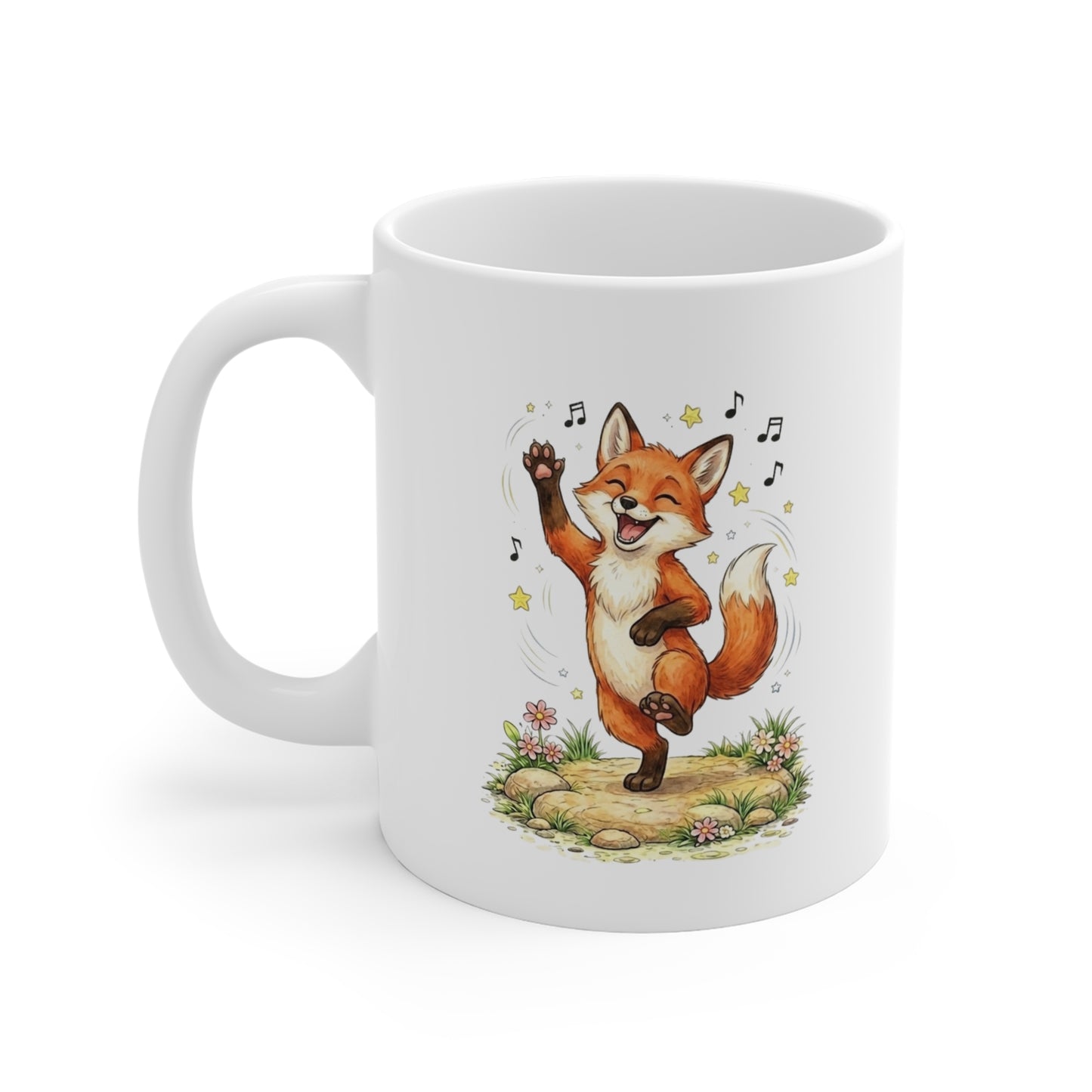 Mug Renard Rigolo – Tasse Renard Dansant avec Notes de Musique – Idée Cadeau Original Amoureux des Animaux