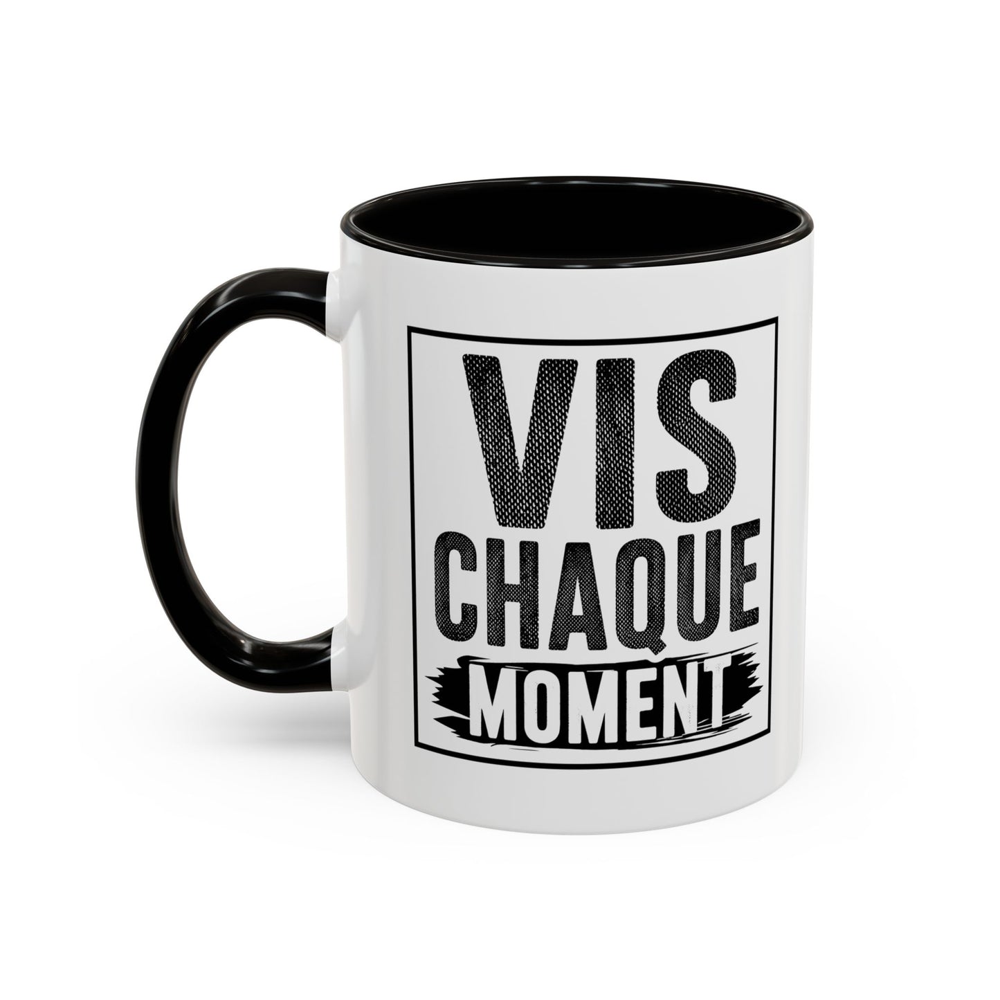 Mug Citation Positive – Vis Chaque Moment – Tasse Motivation Développement Personnel – Cadeau Homme et Femme Noir Bleu Rouge
