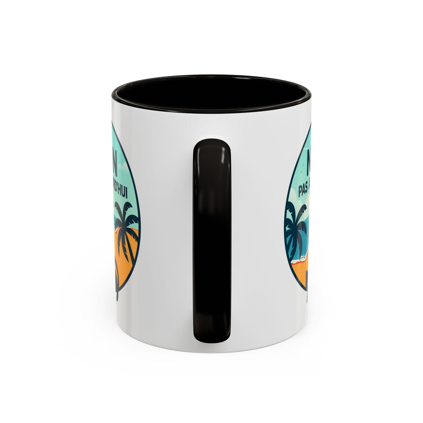 Tasse Chat Homme et Femme – Non Pas Aujourd'hui – Mug Humour Chat Relax Plage Vacances – Cadeau Original pour Amoureux des Chats – 325 ml