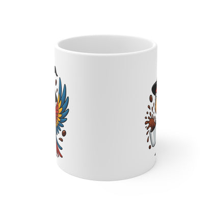 Tasse Perroquet Sorcière Halloween – Mug Céramique Café 325ml – Cadeau Fantaisie Original