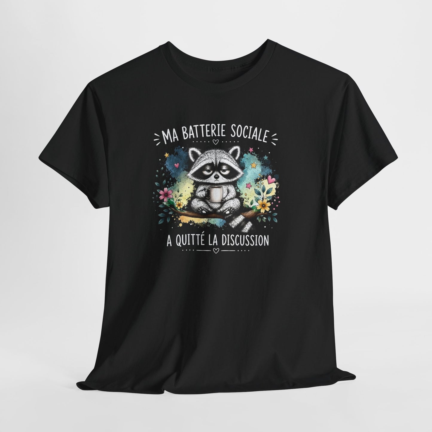 Tee-Shirt Humour Homme et Femme – Raton Laveur Drôle Fatigué – Idée Cadeau Original Introverti Animal Mignon Anniversaire