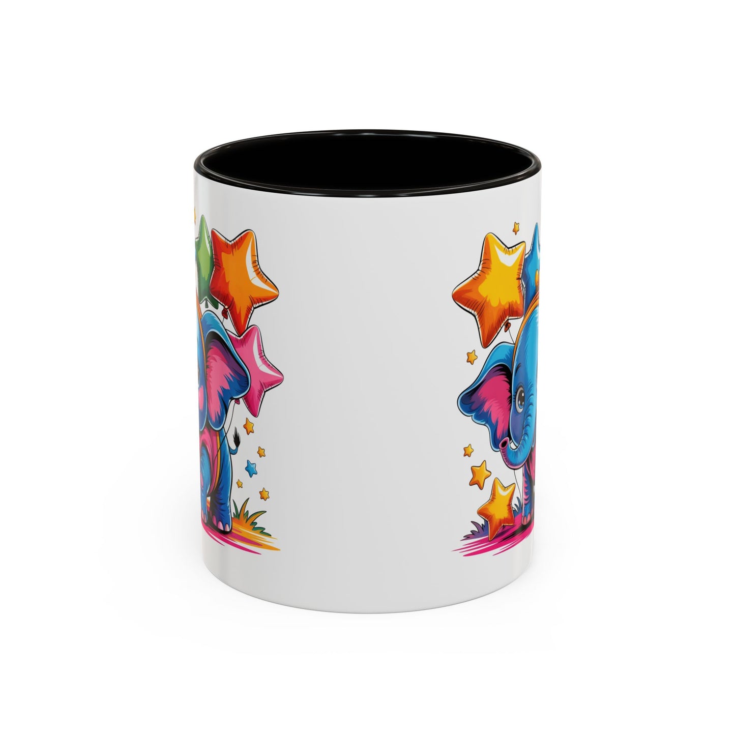 Mug Éléphant Mignon Multicolore – Tasse Design Kawaii Animaux et Ballons Étoiles – Cadeau Original 325ml
