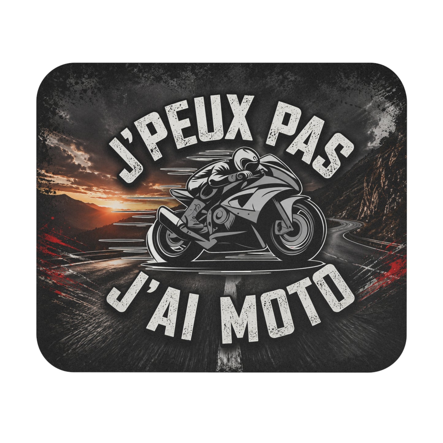 Tapis de Souris 22x18 J’Peux Pas J’Ai Moto – Accessoire Humour Motard – Cadeau Passion Moto Sportive Homme – Design Route et Vitesse