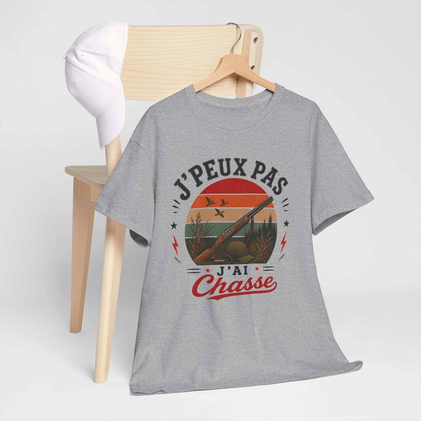 T-Shirt J’Peux Pas J’Ai Chasse – Tee Shirt Humour Chasseur Vintage – Cadeau Passion Nature Homme