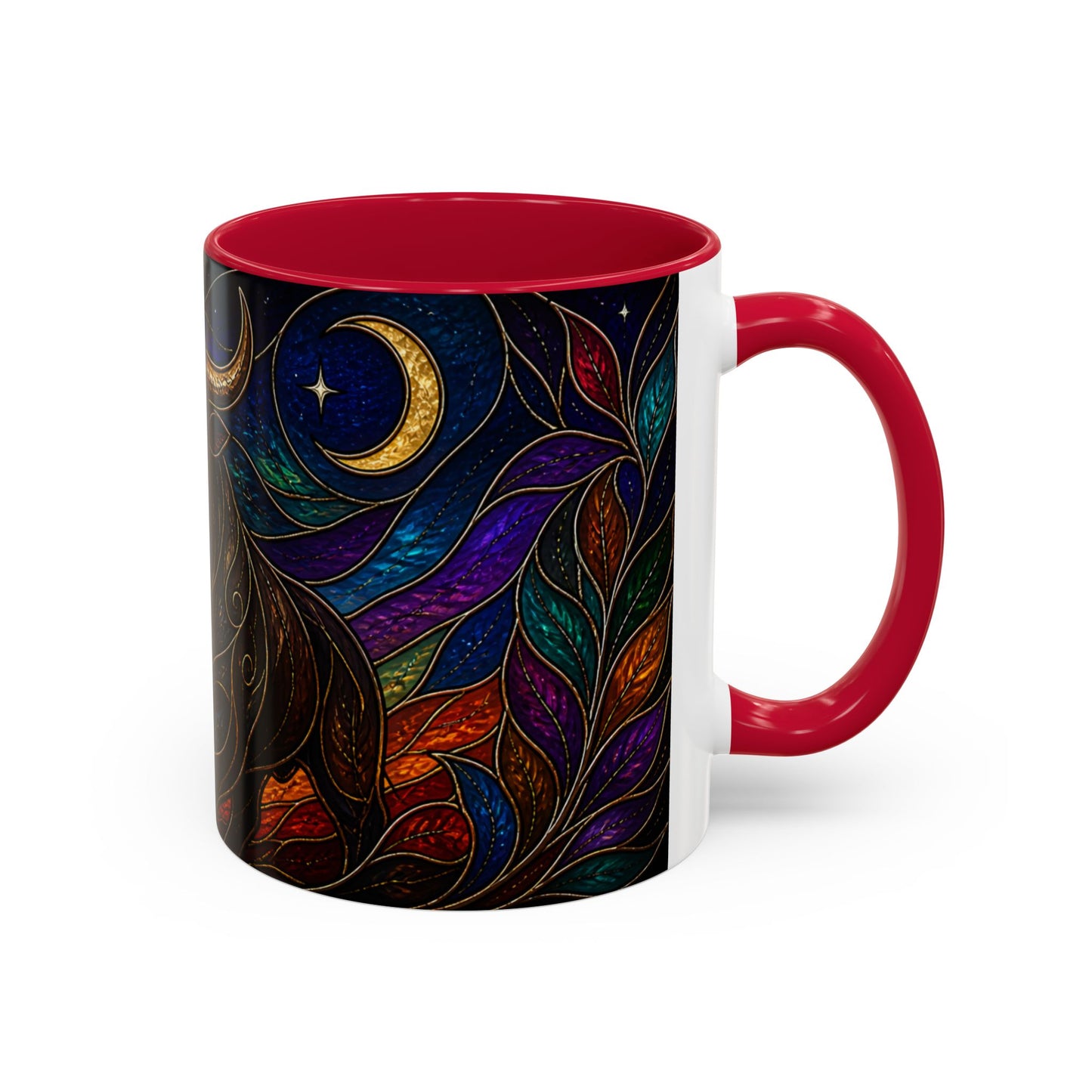 Tasse Taureau Style Vitrail – Mug Artistique Multicolore avec Lune et Taureau Mystique – Céramique 325ml