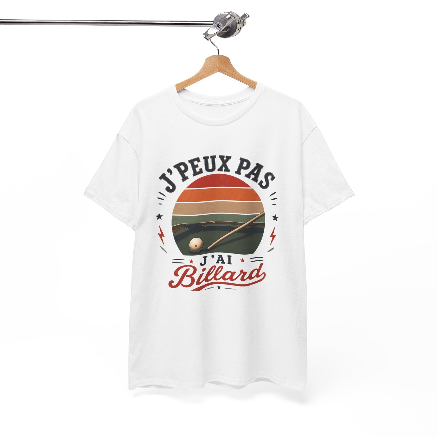 T-Shirt  Homme Femme – J’Peux Pas J’Ai Billard – Tee Shirt Joueur de Billard Vintage Queue de Billard Boule Snooker Pool Français Cadeau Passion