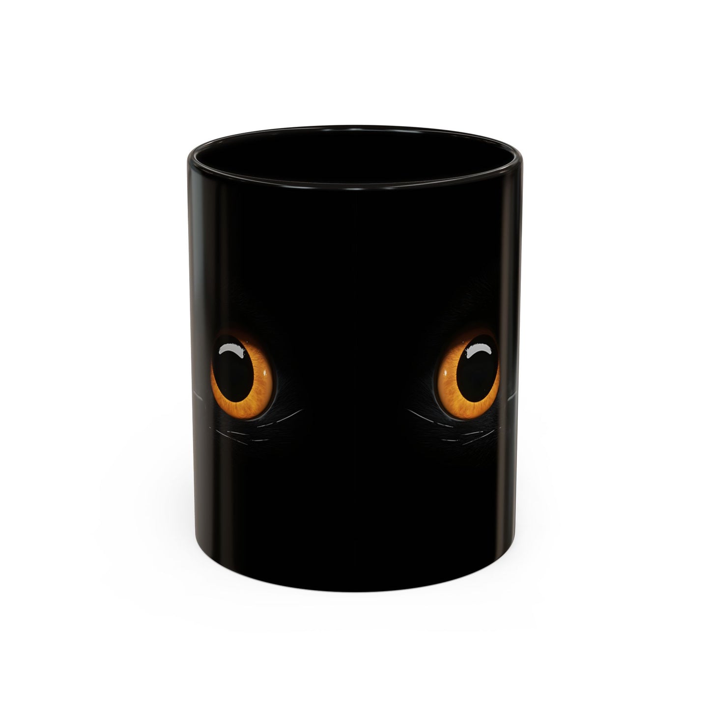 Mug Chat Noir Yeux Jaunes – Tasse Regard Mystérieux Chat – Cadeau Original Amoureux des Chats 325ml