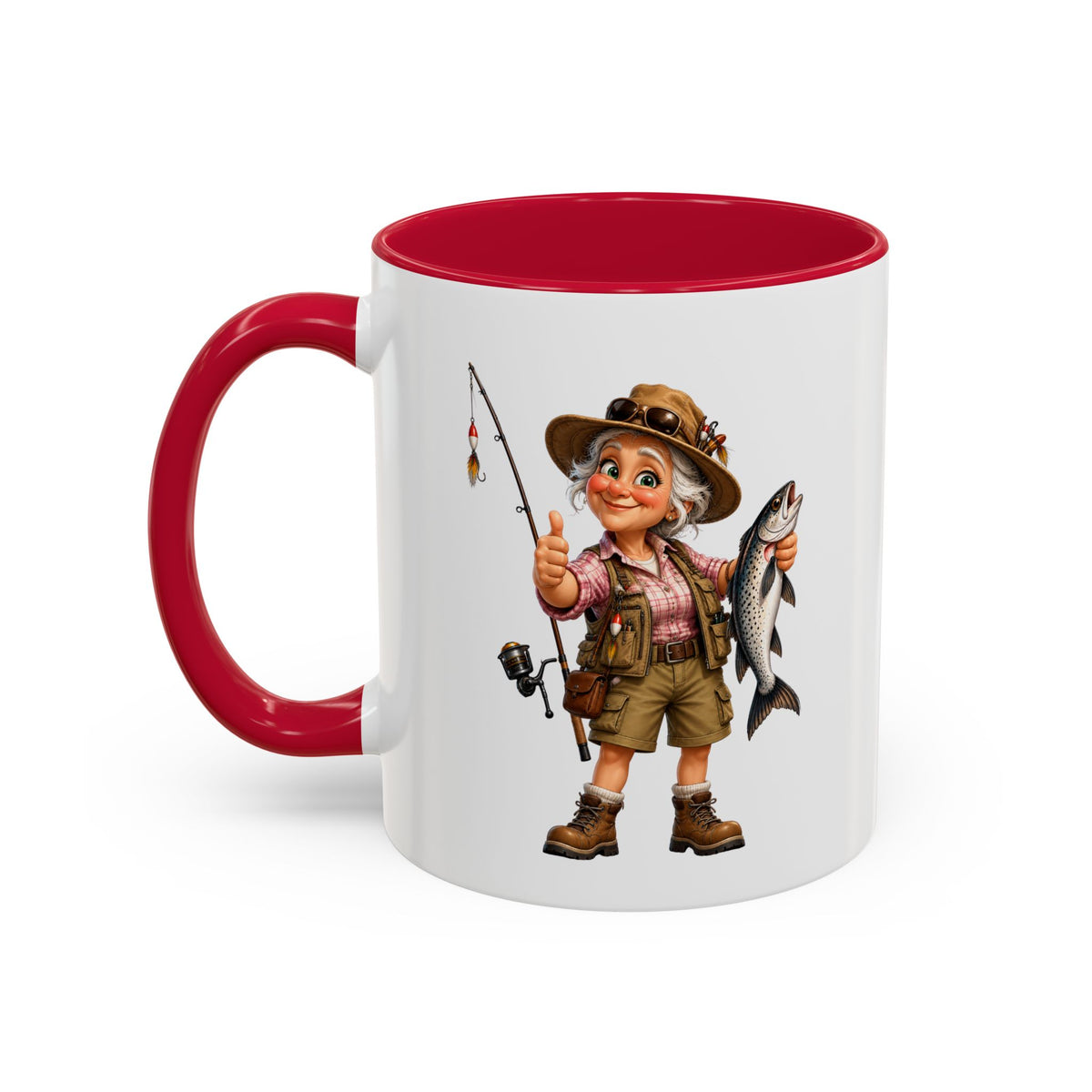 Mug Pêcheuse Femme – Tasse Passion Pêche avec Poisson – Cadeau Original Femme – Amatrice de Pêche