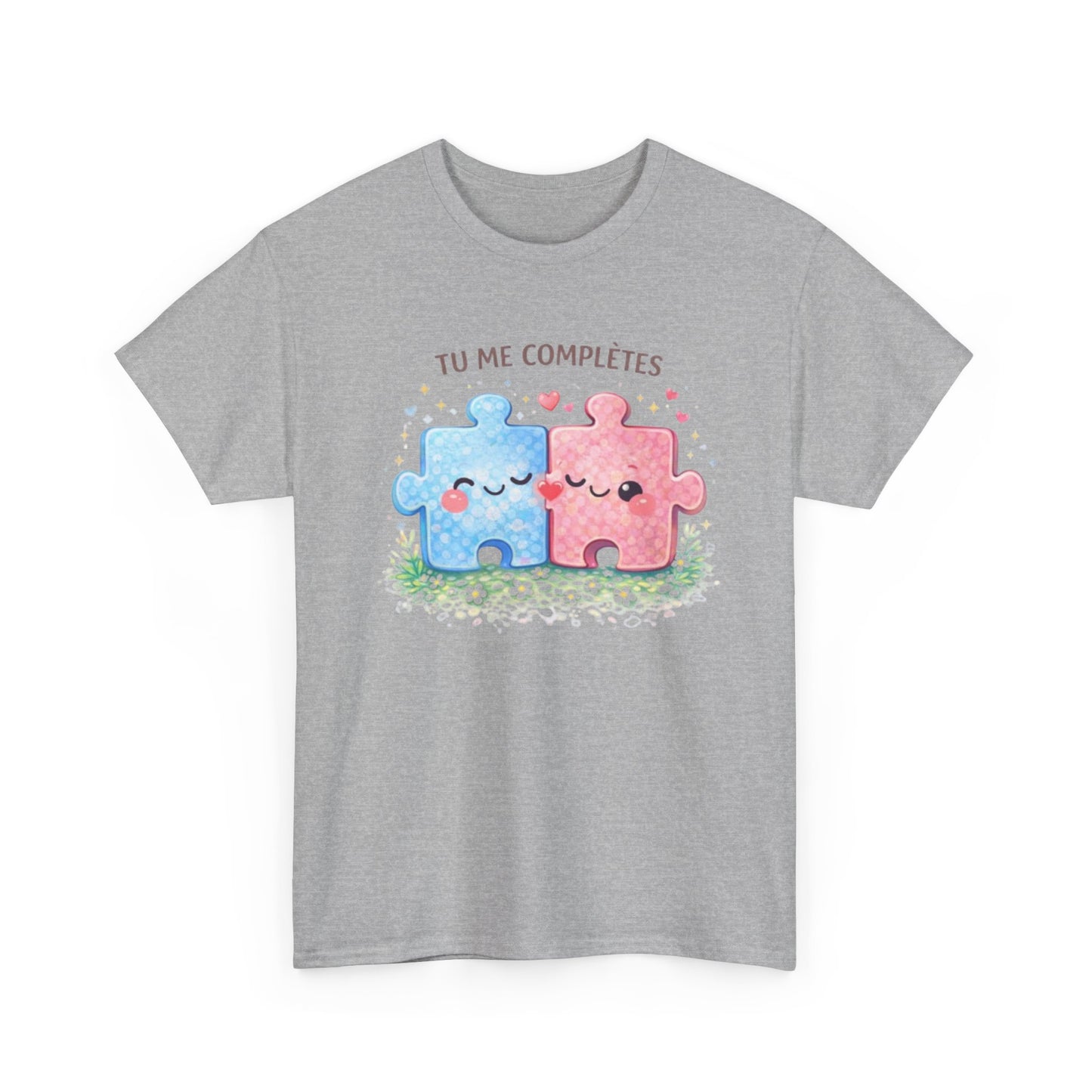 Tee Shirt Tu Me Complètes Puzzle Couple Amour – T-shirt Romantique Saint Valentin – Idée Cadeau