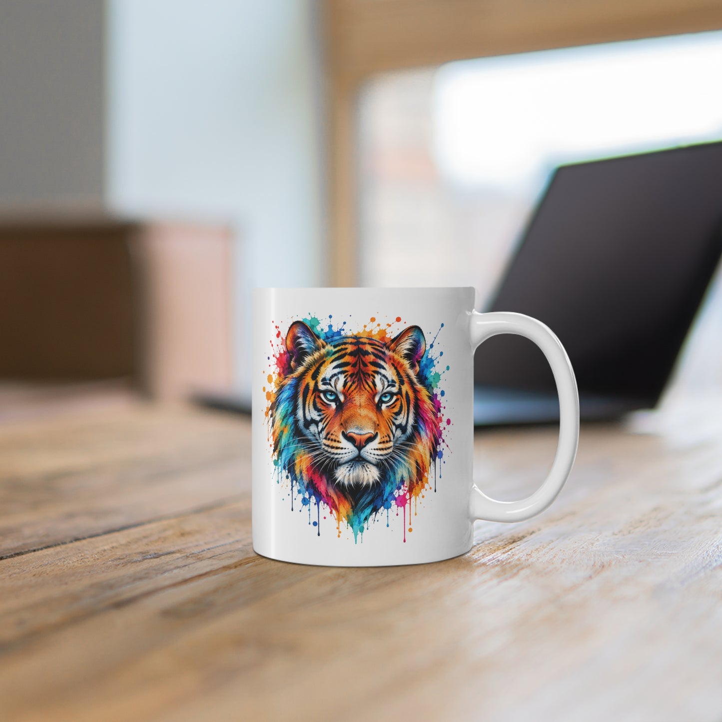 Mug Tigre Coloré – Tasse Tigre Majestueux Style Aquarelle – Cadeau Original Amoureux des Tigres et Animaux Sauvages