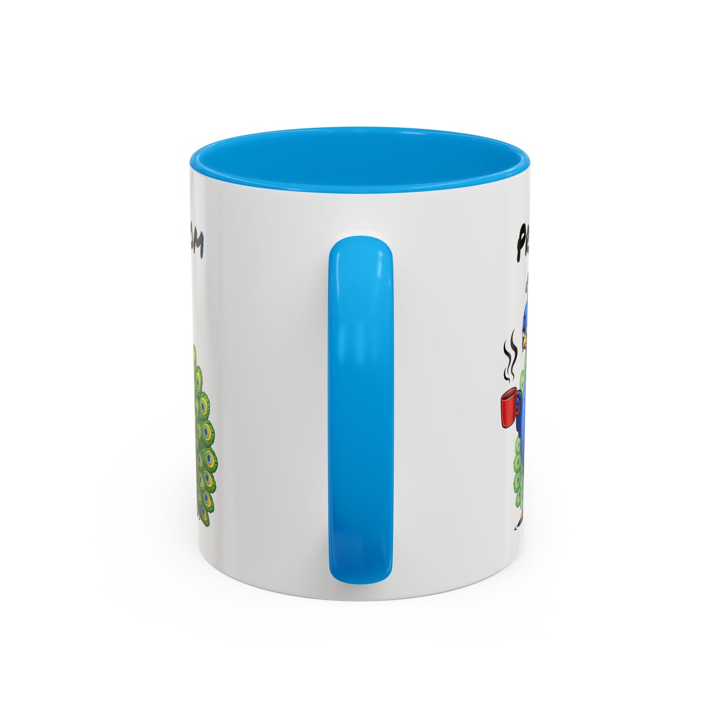 Tasse Paon Fatigué avec Café – Mug Animal Coloré et Humour – Illustration Oiseau Mignon 325ml