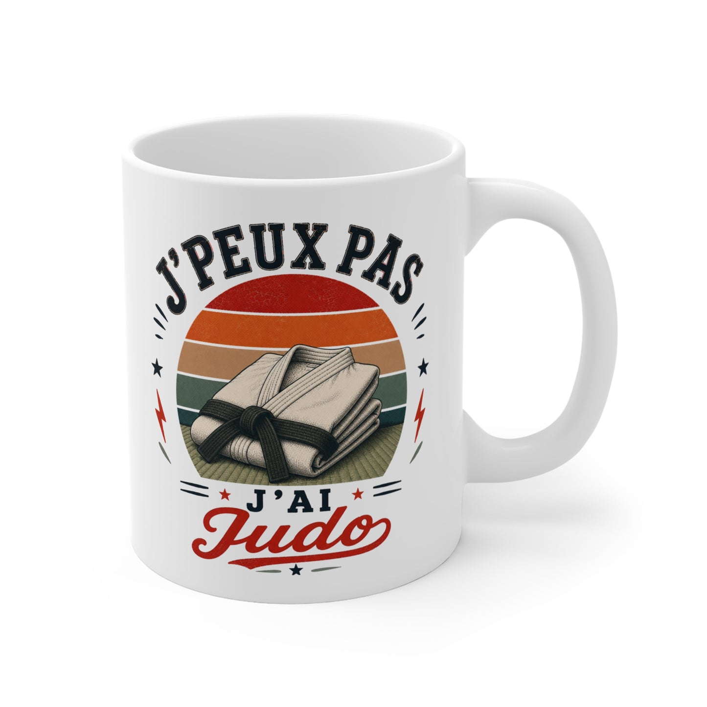 Tasse J’Peux Pas J’Ai Judo – Mug Humour Judoka Vintage – Cadeau Arts Martiaux Homme Femme Enfant 325ml