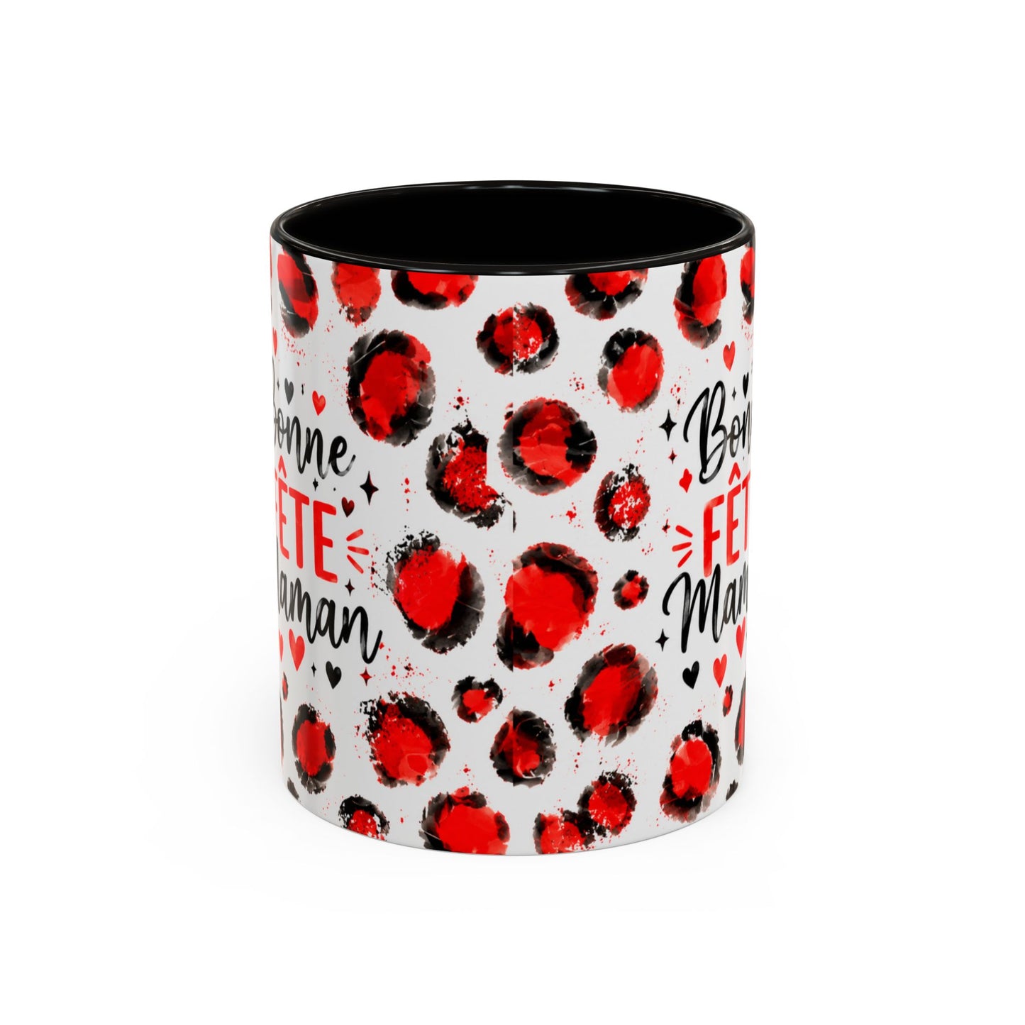 Tasse Bonne Fête Maman – Mug Cadeau Maman avec Cœurs Rouges – Idée Fête des Mères 325ml