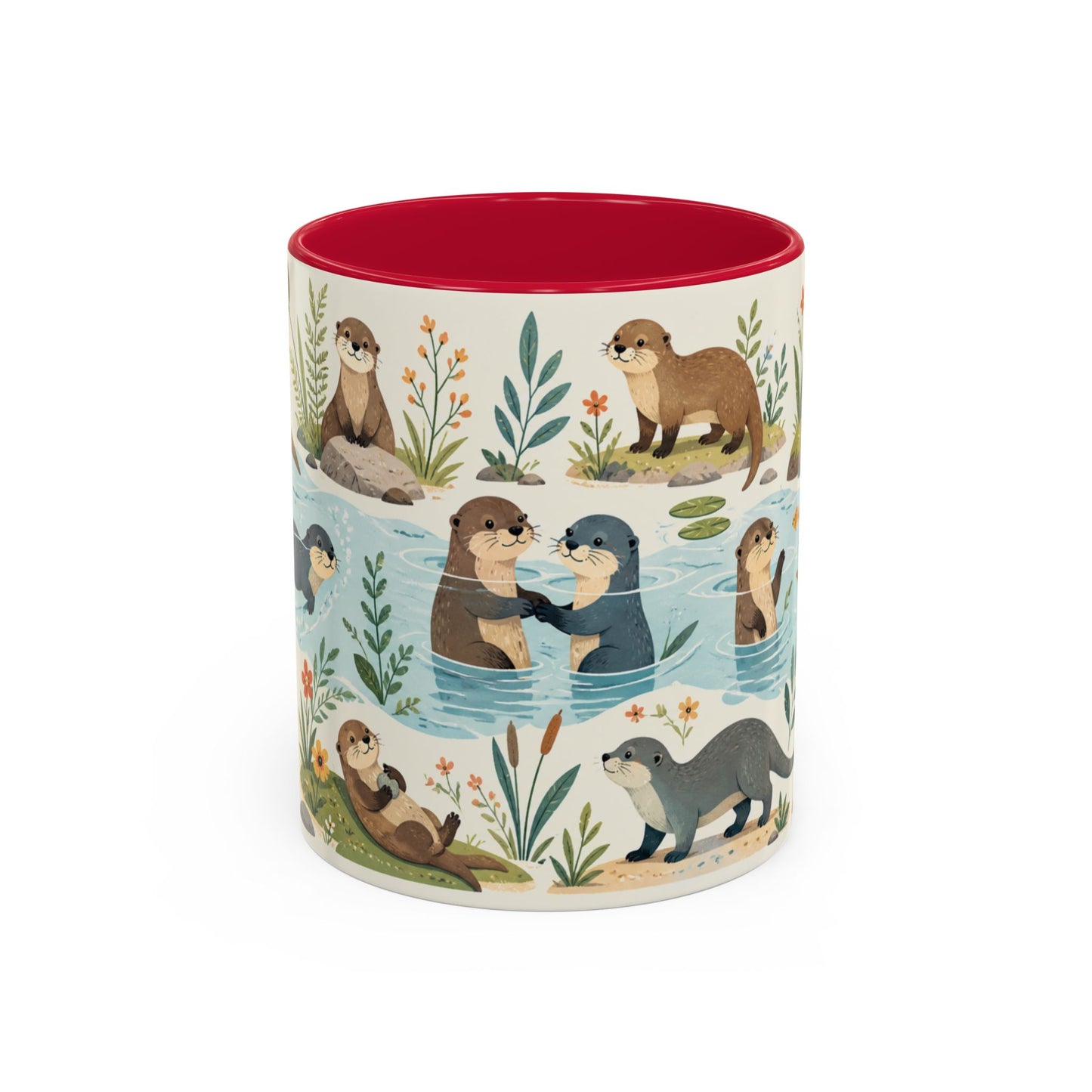 Tasse Loutres Mignonnes – Mug Animaux Nature et Rivière – Design Illustration Douce et Aquarelle – Céramique 325ml