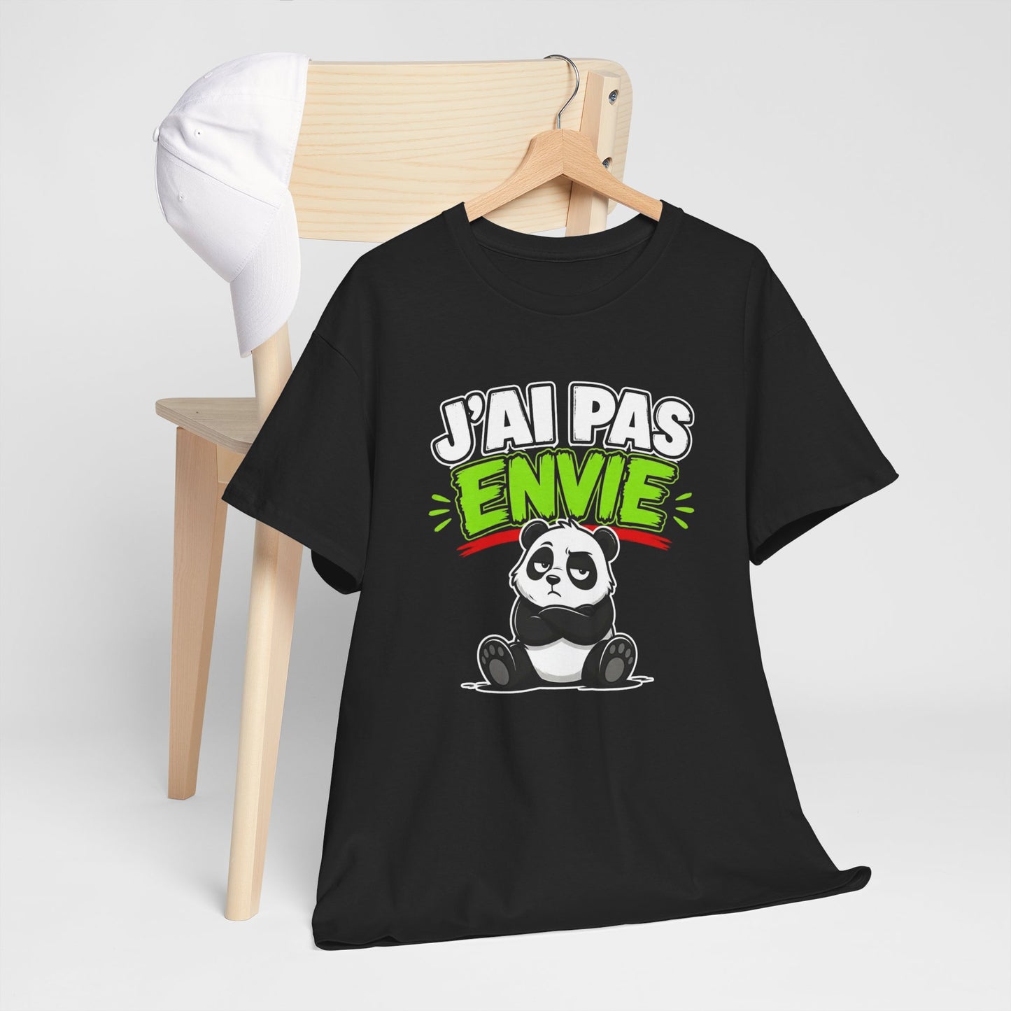 T-Shirt Humour Panda J’ai Pas Envie – Tee Shirt Drôle Adulte Flemme Mauvaise Humeur Citation Fun Cadeau Collègue Homme Femme
