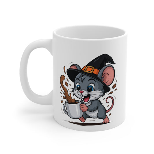 Mug Céramique Souris Sorcière Café – Tasse Halloween Animaux Mignonne 325ml – Cadeau Original Thé Chocolat
