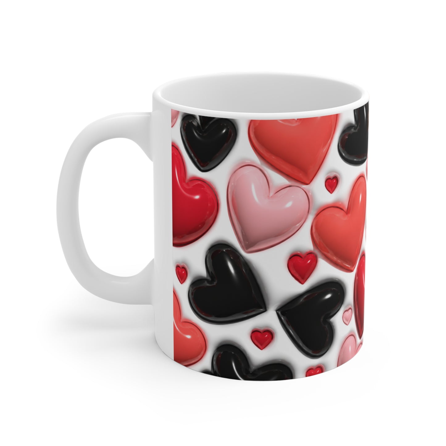 Tasse Motif Cœurs Rouges Roses et Noirs – Mug Love Romantique Moderne – Cadeau Saint Valentin Homme Femme 325ml