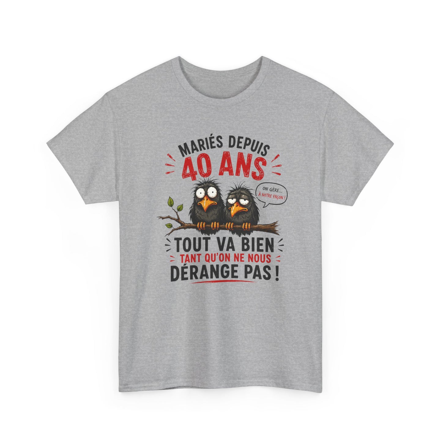 Tee-Shirt Homme Femme Mariés Depuis 40 Ans – Cadeau Anniversaire de Mariage Noces d'Émeraude – Humour Couple Original