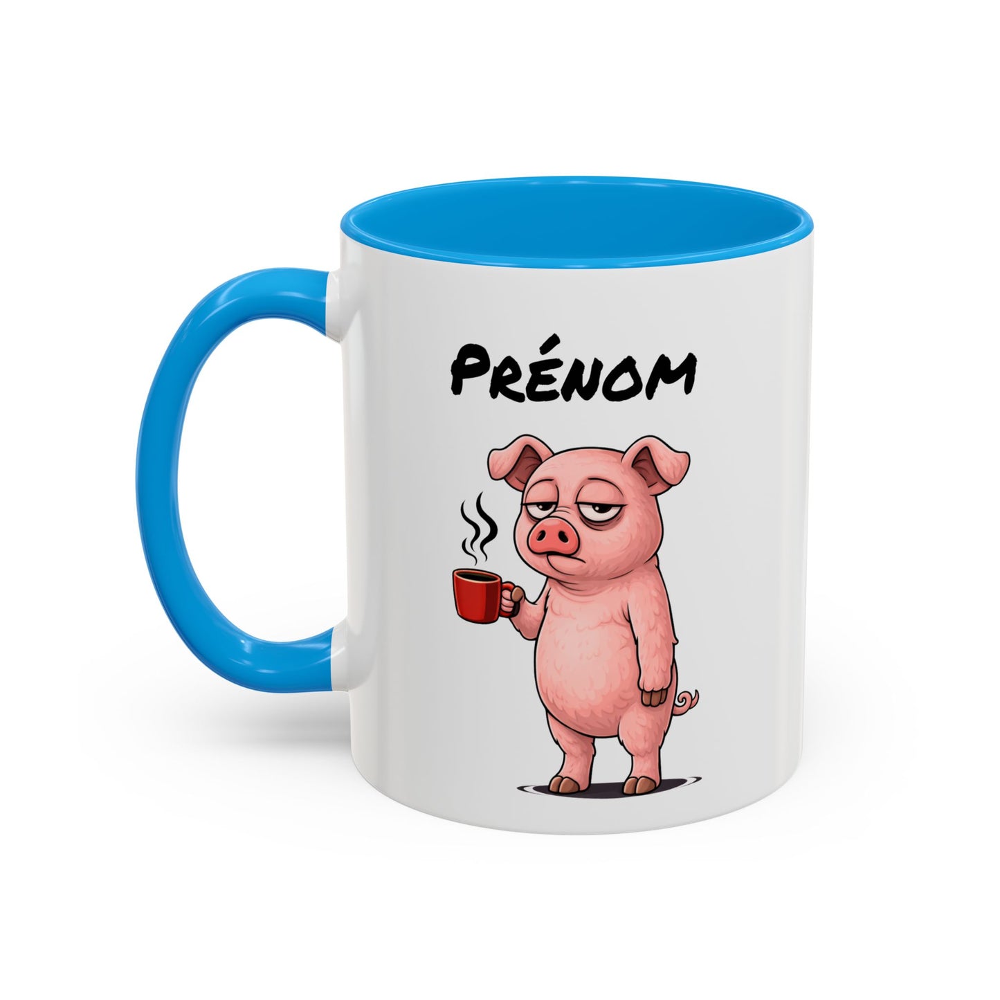 Tasse Cochon avec Café – Mug Animal Humoristique Fatigue – Illustration Cartoon 325ml