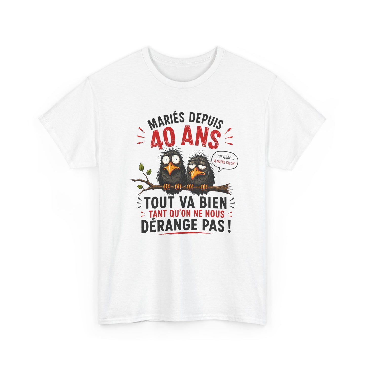 Tee-Shirt Homme Femme Mariés Depuis 40 Ans – Cadeau Anniversaire de Mariage Noces d'Émeraude – Humour Couple Original