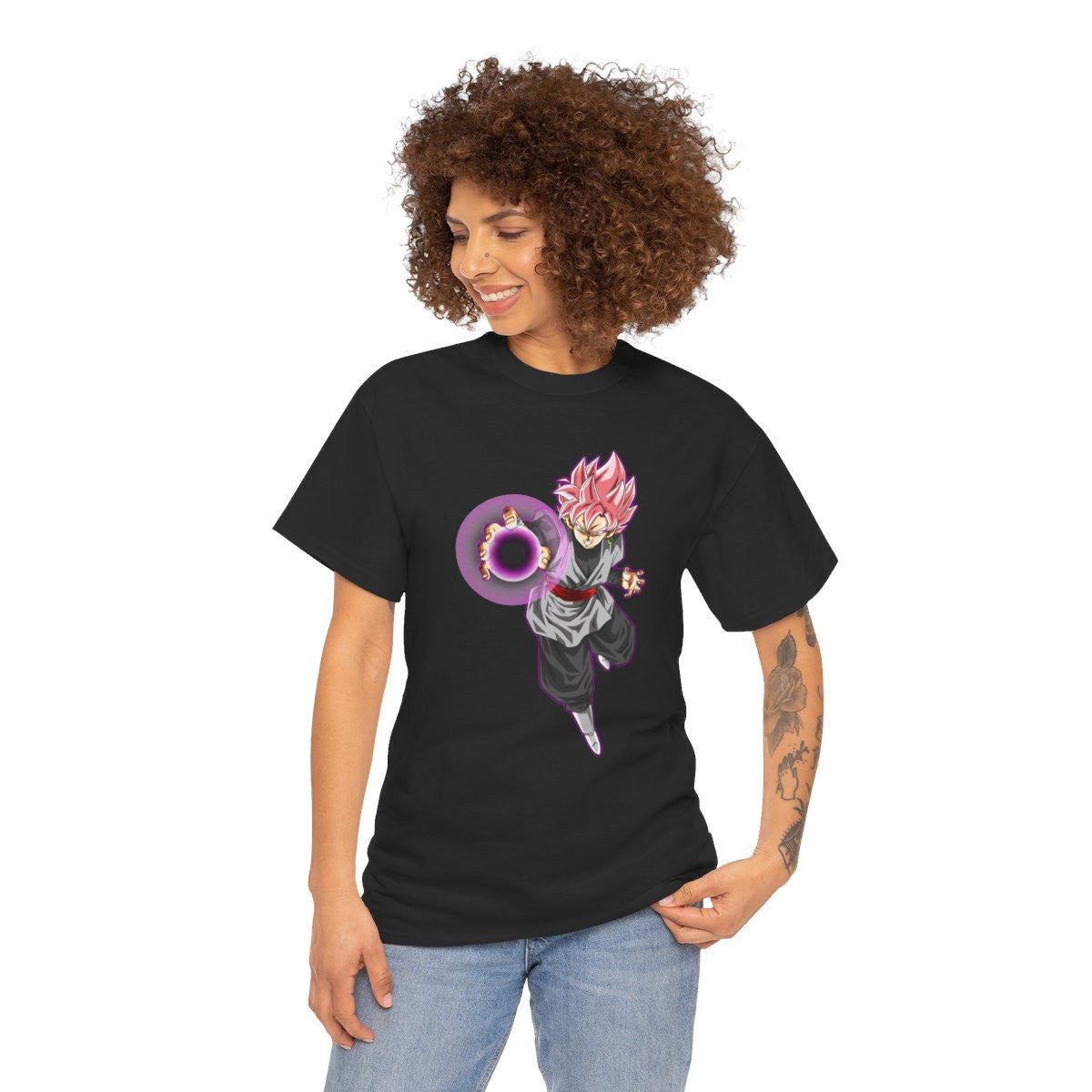 Tee shirt Black Goku rosé Unisex Homme/Femme
