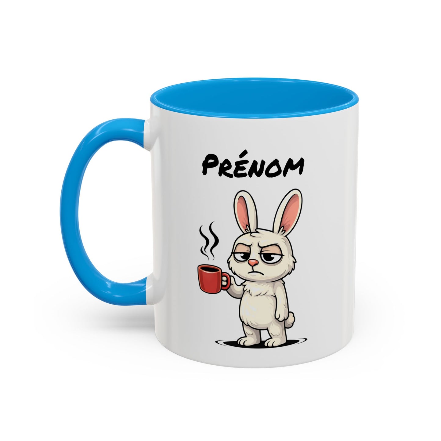 Mug Lapin Fatigué Personnalisable 325ml – Tasse Café Humoristique Animal Mignon Drôle Réveil Difficile